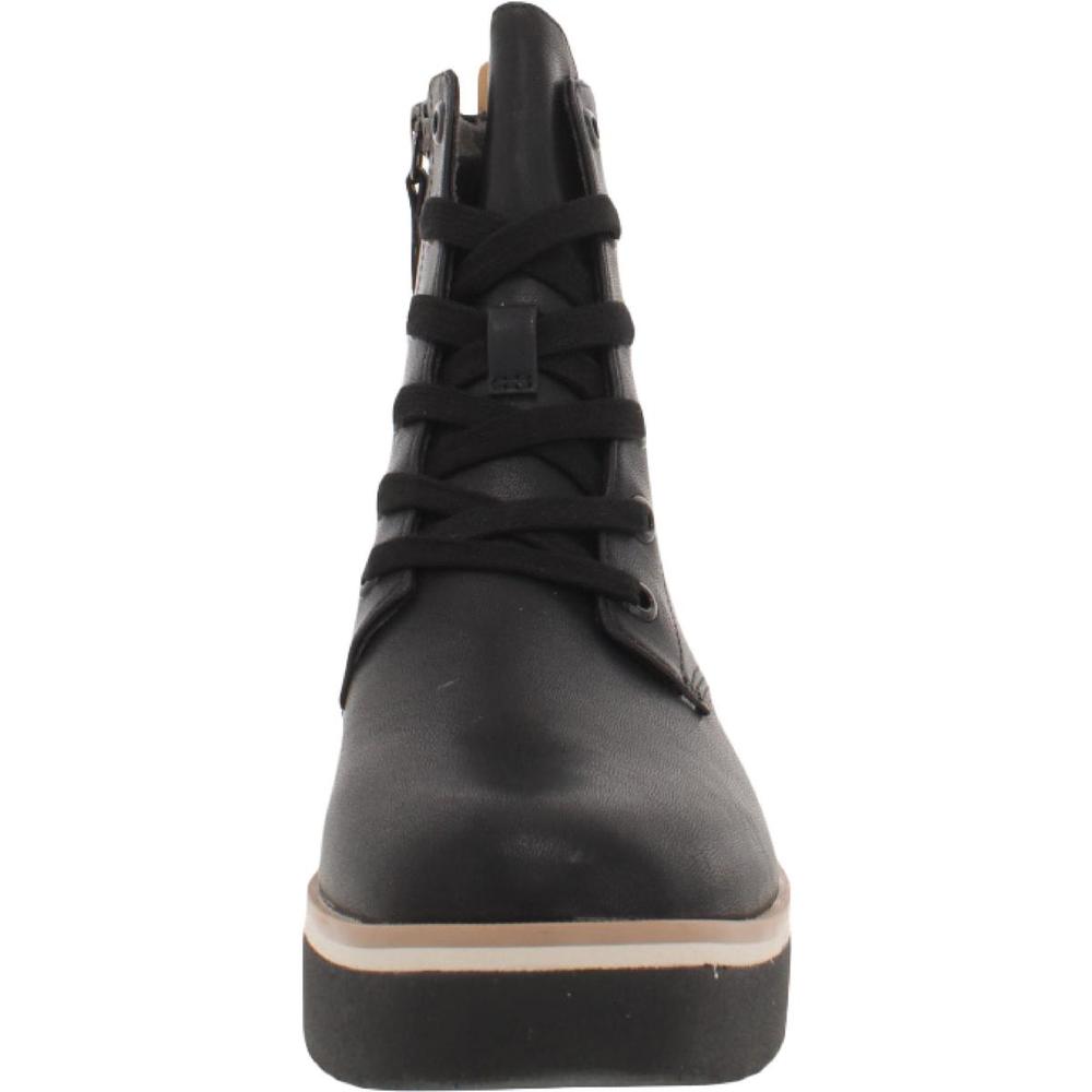 Dr. Scholl's Womens Local Black Faux Leather Ankle Platform Boots Shoes NWOB